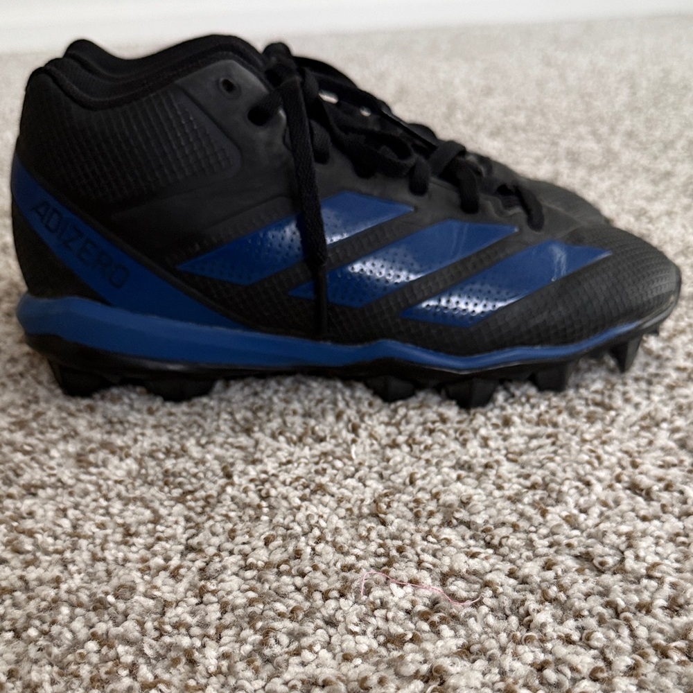 Adidas Black and Blue Mid-Top Football Cleats - Adizero